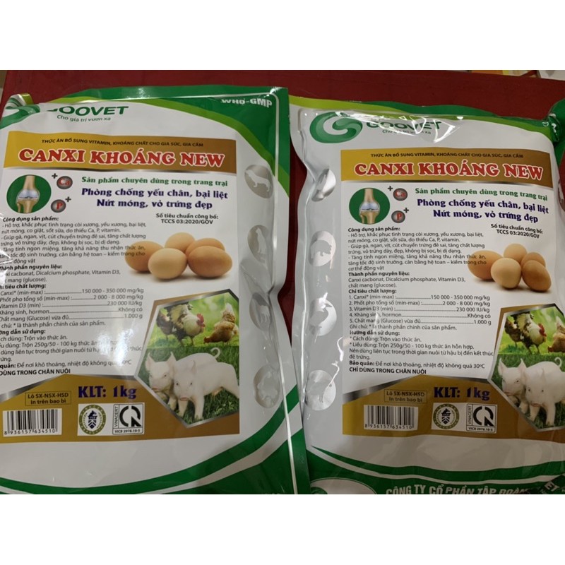 1kg CANXI KHOÁNG - Phòng chống yếu chân, bại liệt, nứt móng, vỏ trứng đẹp