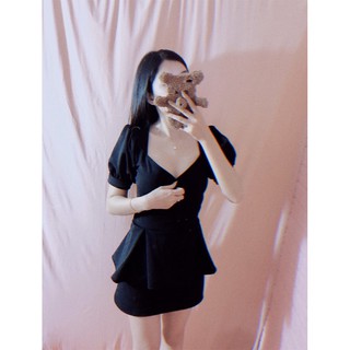 Set áo peplum kèm chân váy(ảnh thật )
