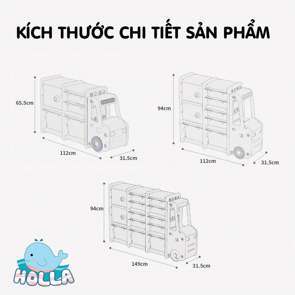 Kệ đồ chơi Ôto Bus Holla phong cách Hàn Quốc đựng đồ chơi, quần áo cho bé | Tủ đựng đồ chơi