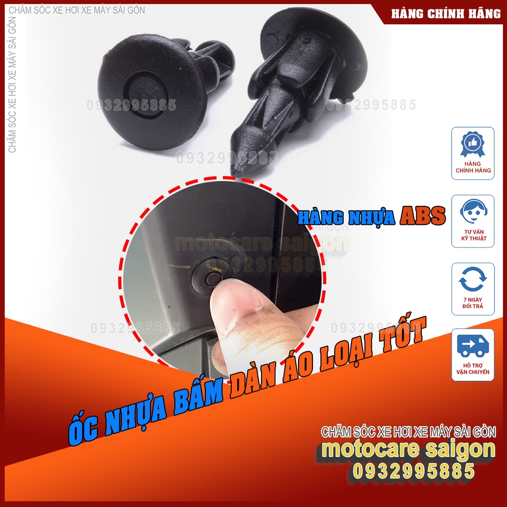 [COMBO 100 con ] Ốc bấm nhựa chốt nhựa gắn dàn áo 6li gắn xe máy Winner , Exciter , Cbr , Sonic.... chất liệu nhựa ABS