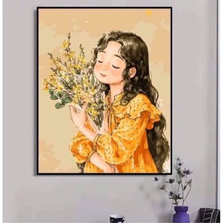 tranh số hoá tự tô màu theo số trên khung căng sẵn- tranh nàng thơ, anime, con người. size 40x50