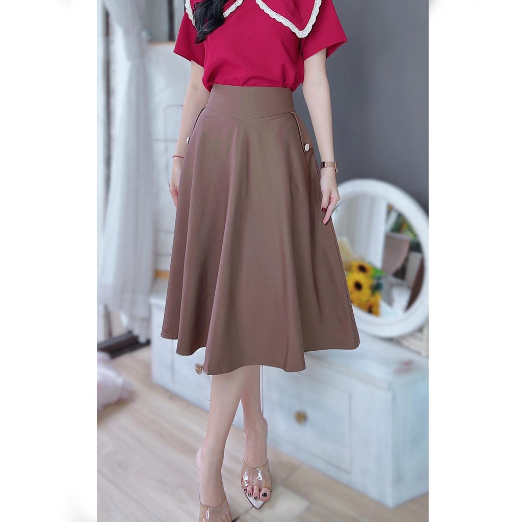 Chân váy chữ a công sở nữ dài tới gối kiểu túi lật CHUU CV8017