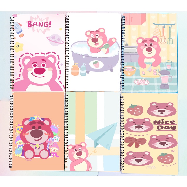 Sổ lò xo thỏ stella gấu dâu tây lotso cáo lina nomo duck SLX49 100 trang 14x20cm sổ A5 DF friends