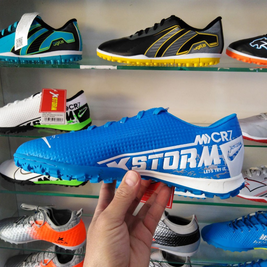 Giày Đá Bóng sân cỏ nhân tạo Cr7 màu xanh