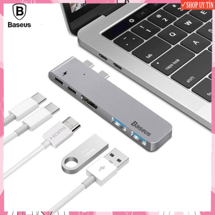 Sản Phẩm  Bộ Hub chuyển đổi 5 trong 1 dành cho Macbook Pro nhãn hiệu Baseus CAHUB-B0G .