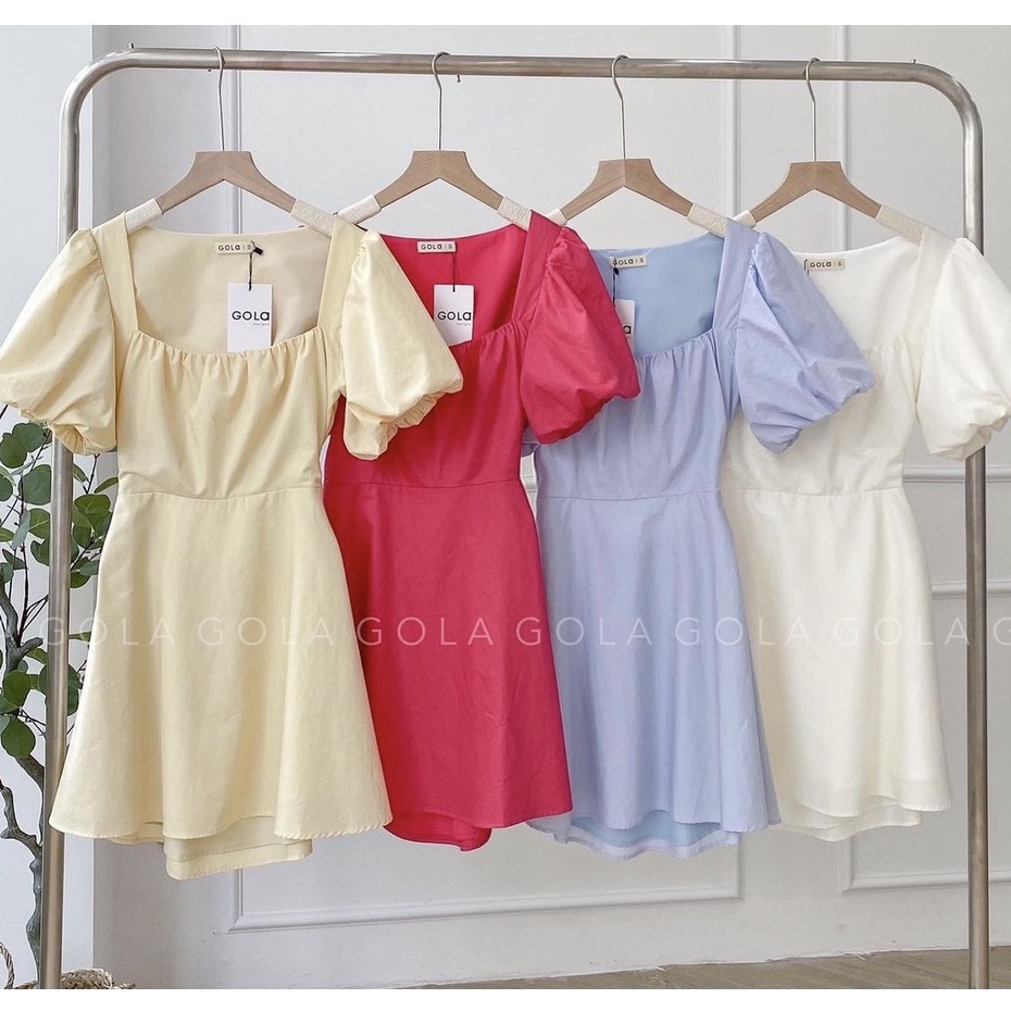 Đầm MERIKA - Đầm cổ vuông tay bồng cut out eo