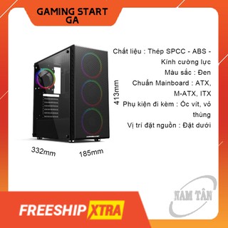 Vỏ case 2 mặt kính cho văn phòng - Vỏ case Start Game GA (có thể lựa chọn thêm Fan LED)