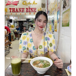 ÁO HOA BUỘC DÂY CHUN EO