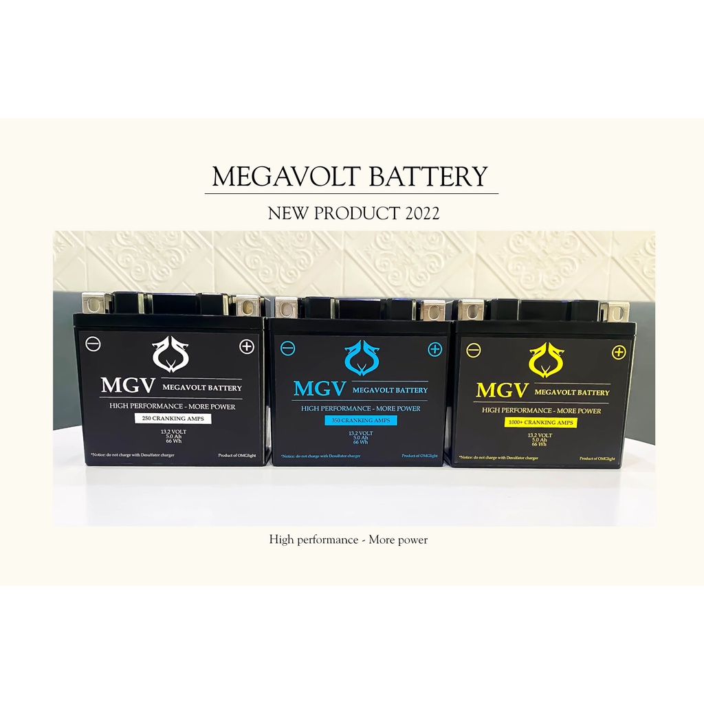 Bình pin MGV - Megavolt Battery 250CA - 350CA - 1000CA+ hiệu Olightvn dành cho xe máy