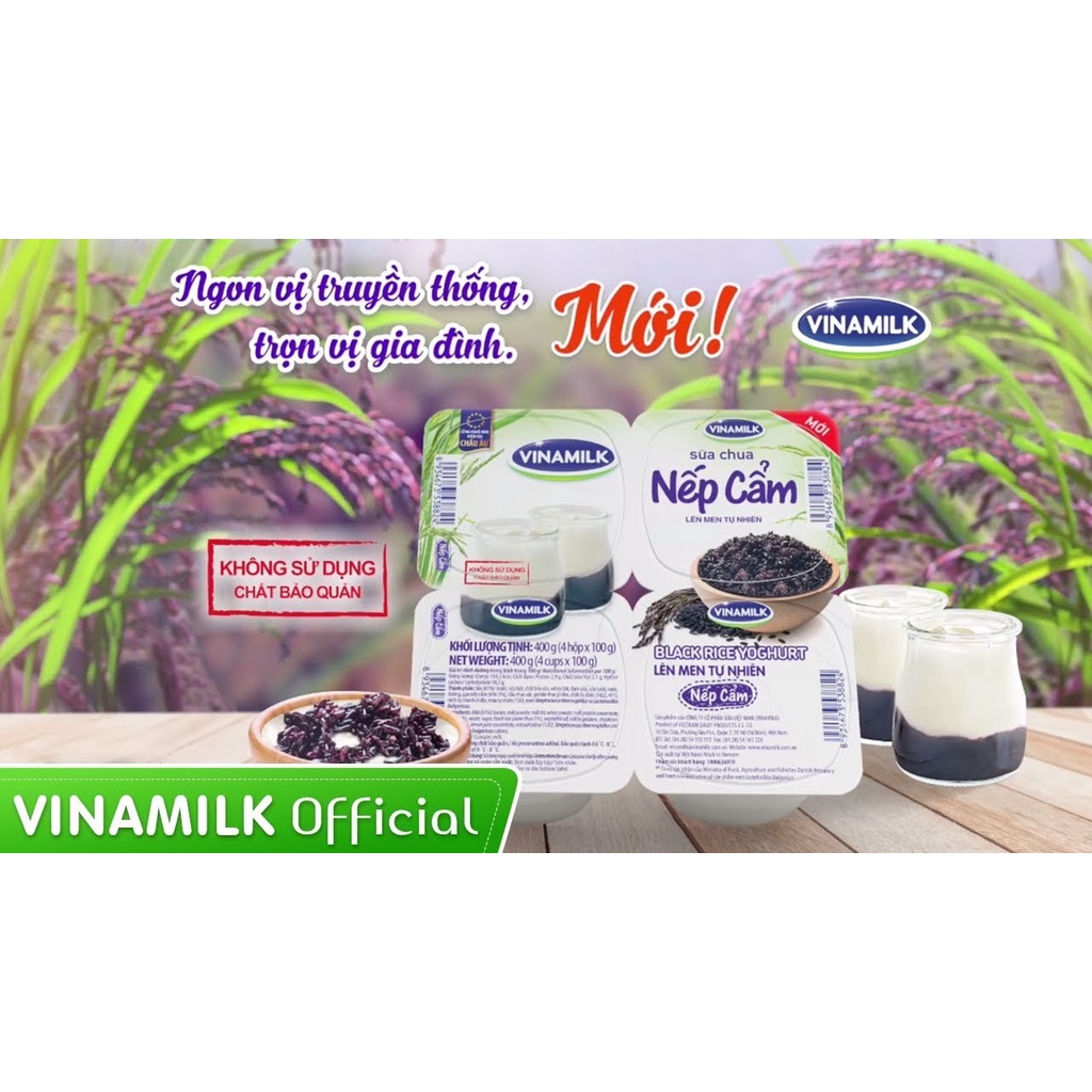 SỮA CHUA ĂN LOVE YOGURT NẾP CẨM - VỈ 4 HỘP 100G