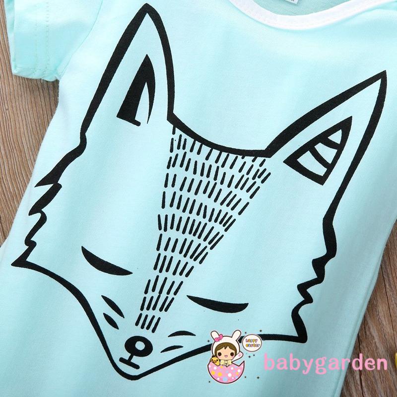 Áo liền quần tay ngắn in hình con vật xinh xắn cho bé