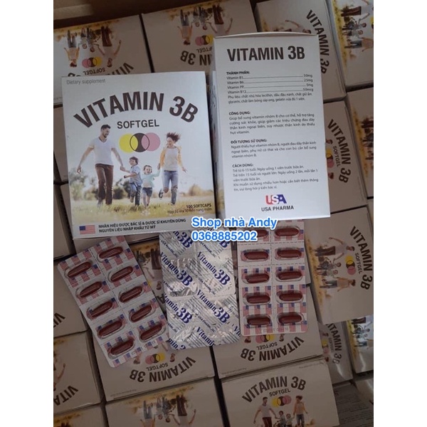 Viên uống Vitamin 3B B1-B6-B12 (hộp 100 viên) 3B softgel