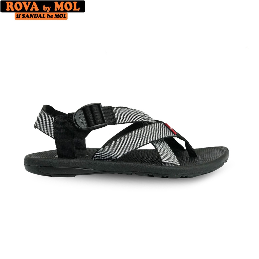 Giày Sandal Nam Hiệu Rova Siêu Bền Quai Chéo Đế Cao Su Quai Dù Đi Học Đi Làm Đi du Lịch Màu Xám Mã RV133