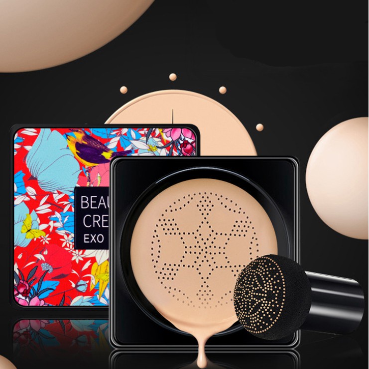 ⚜️Kem nền dạng cushion tích hợp kem foundation kem BB CC và kem che khuyết điểm cùng cọ đầu nấm nhỏ dành cho trang điểm