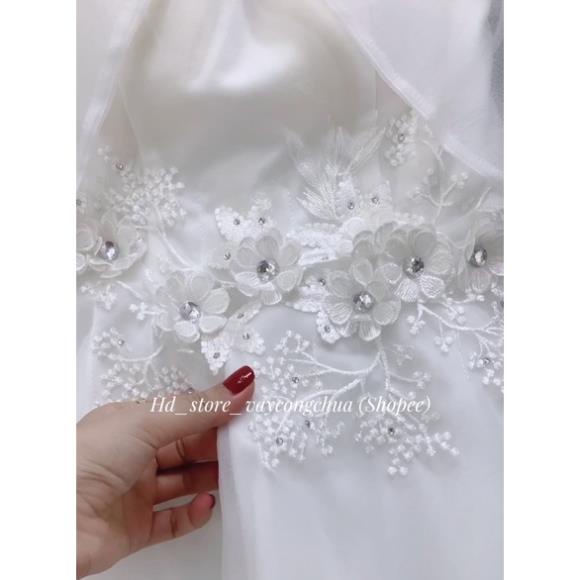 V214 VÁY ĐẦM TRẮNG TRỄ VAI DỰ TIỆC, DẠ HỘI KỶ YẾU PROM, VÁY CÔNG CHÚA TIỂU THƯ, ĐẦM THIẾT KẾ DỰ TIỆC CƯỚI )(8