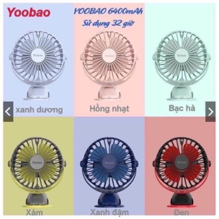 [ XẢ HÀNG] Quạt kẹp tích điện YOOBAO 6400MAH- chạy liên tục tới 32 tiếng [BH 1 ĐỔI 1 TRONG 1 THÁNG]