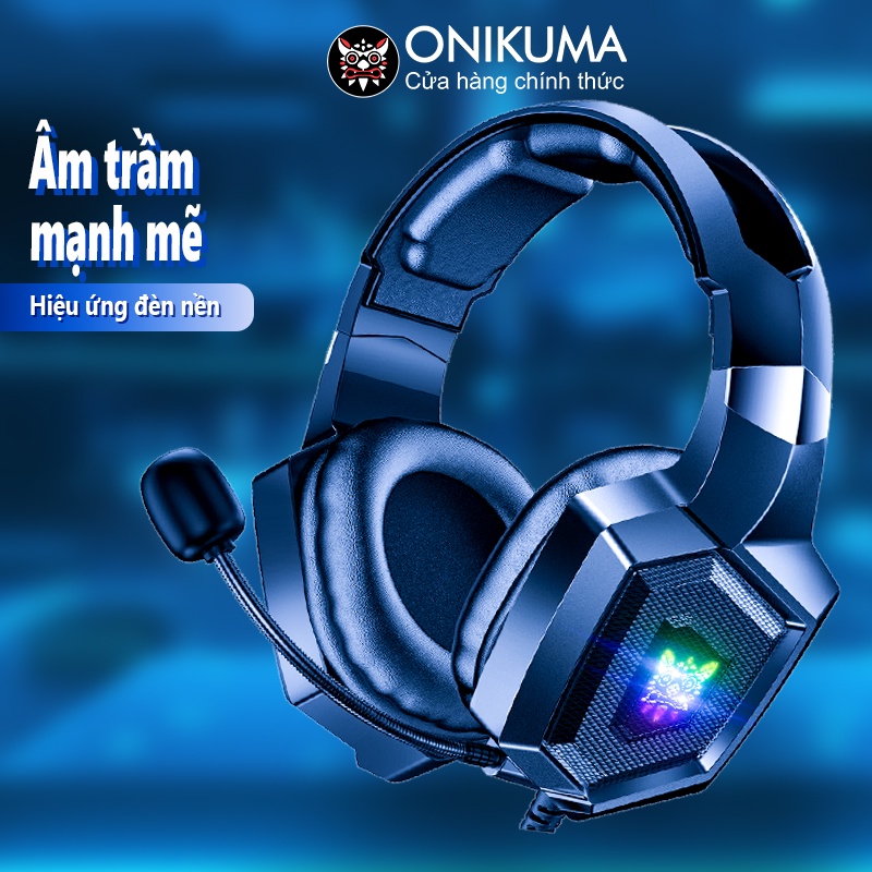 Tai nghe chơi game âm thanh nổi gắn trên đầu ONIKUMA K8 với micrô và đèn RGB
