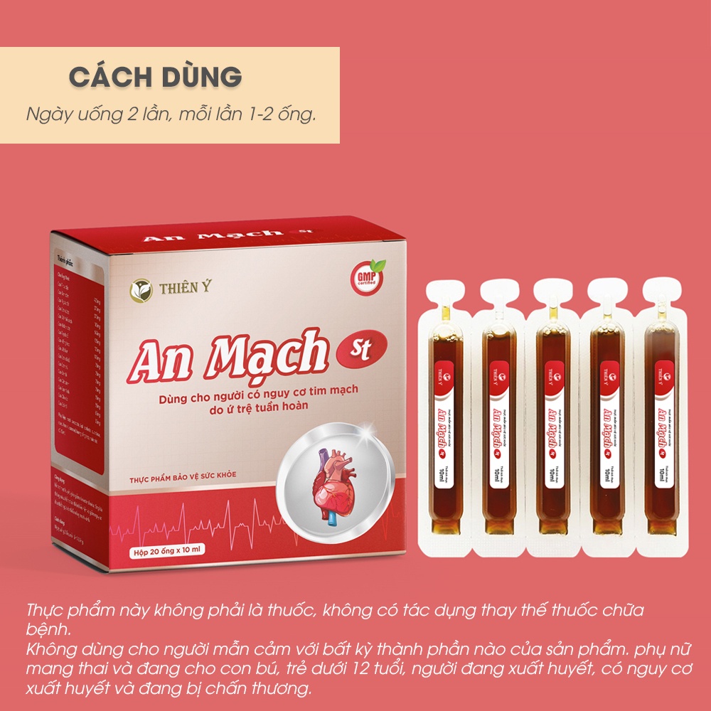 An Mạch ST Hộp 20 Ống 10ml TY06 Hỗ Trợ Hoạt Huyết, Tăng lưu thông máu - Thiên Ý