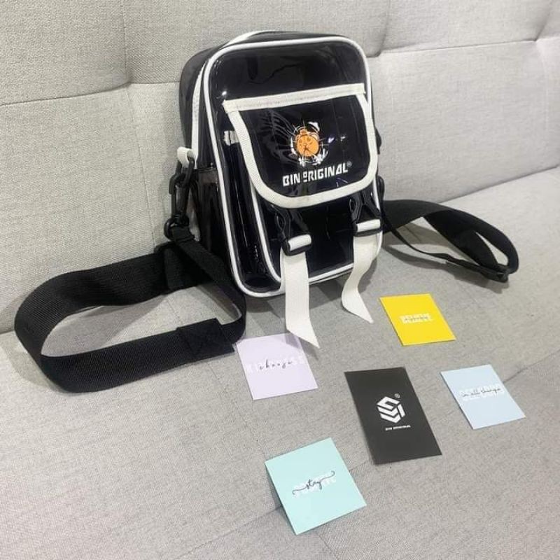 Túi đeo chéo bin da bóng