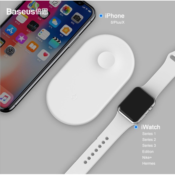 Sạc không dây 2in1 Baseus cho Apple Watch Iphone và Android