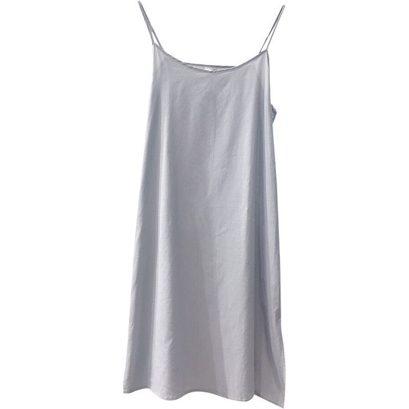 Đầm hai dây mặc lót dáng rộng dài vừa chất cotton linen mùa hè mới 2022 cho nữ