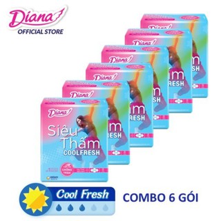 6 gói Diana Siêu Thấm Cool Fresh Siêu Mỏng Cánh (gói 8 miếng)
