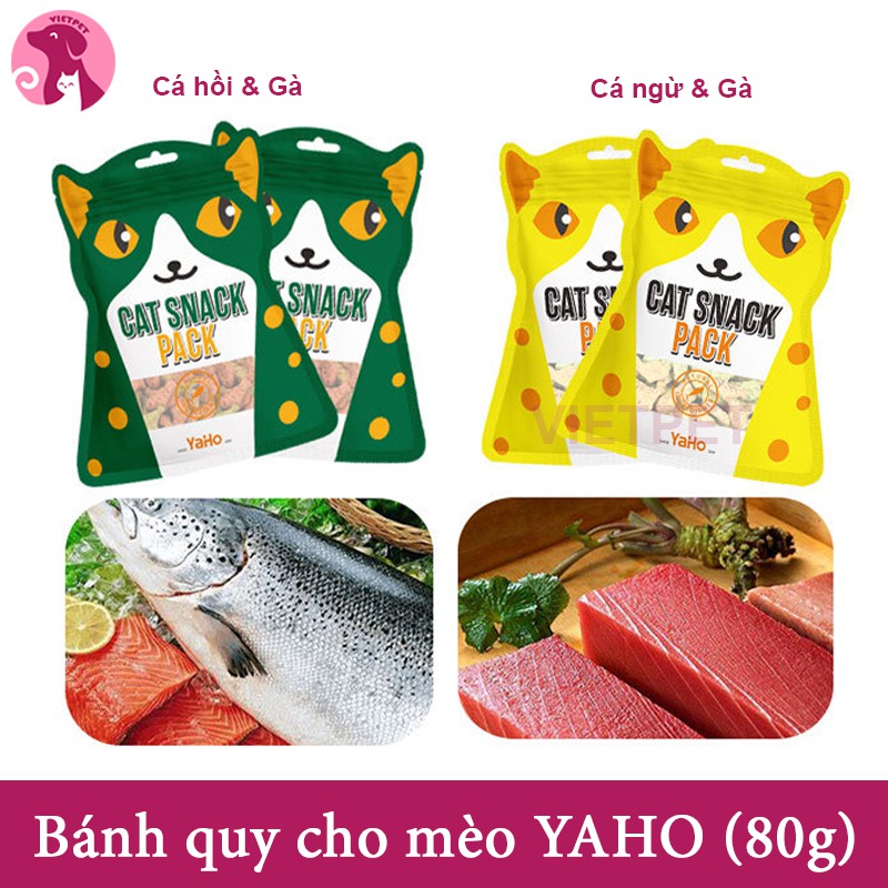 (TẶNG XÚC XÍCH) Bánh quy Cat Snack Pack Yaho hình cá - Bữa ăn nhẹ cho mèo - 80g