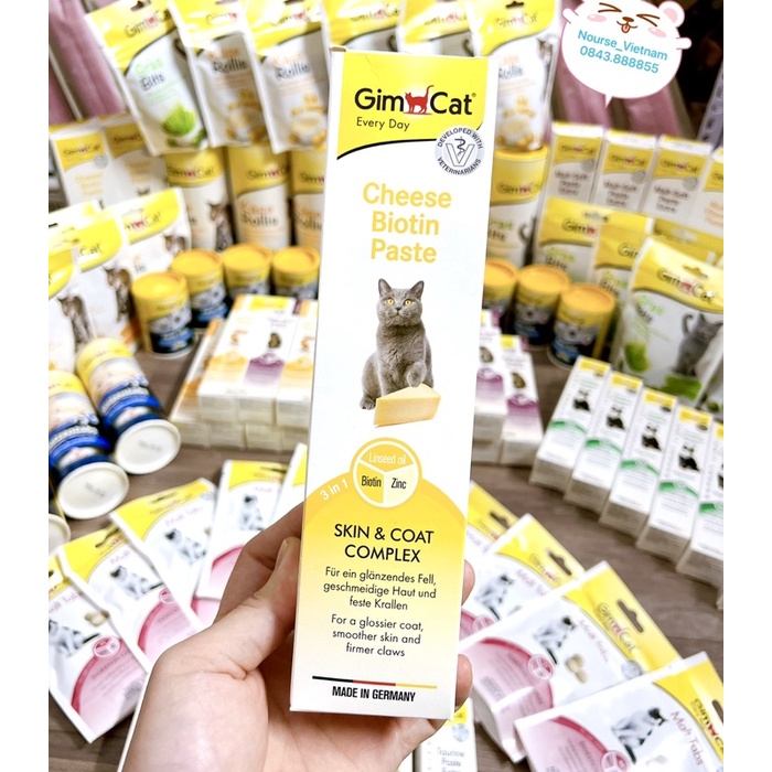 Gel Gimcat Cheese Biotin Paste hỗ trợ dưỡng lông, mượt lông cho mèo