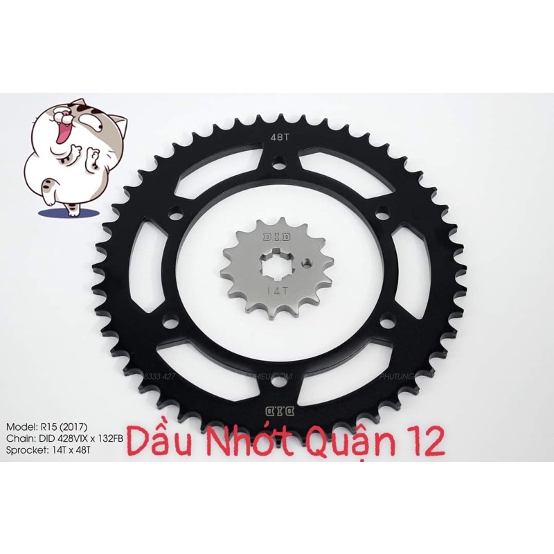 Bộ Nhông Sên Dĩa Yamaha R15 - MT15 D.I.D High Performance Sealed Drive Chain Kit 428 - Made in D.I.D Asia Thailand