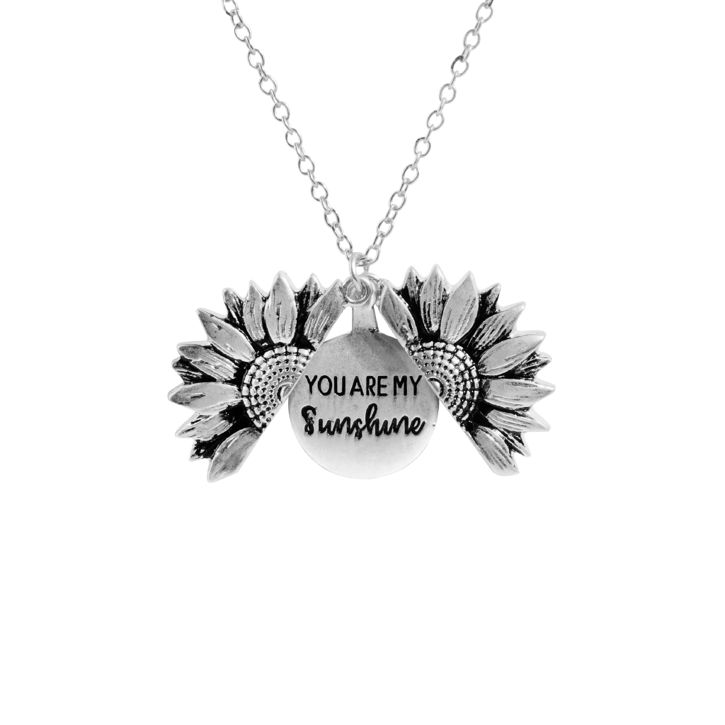 New Women Necklace You Are My Sunshine Open Locket Sunflower Pendant