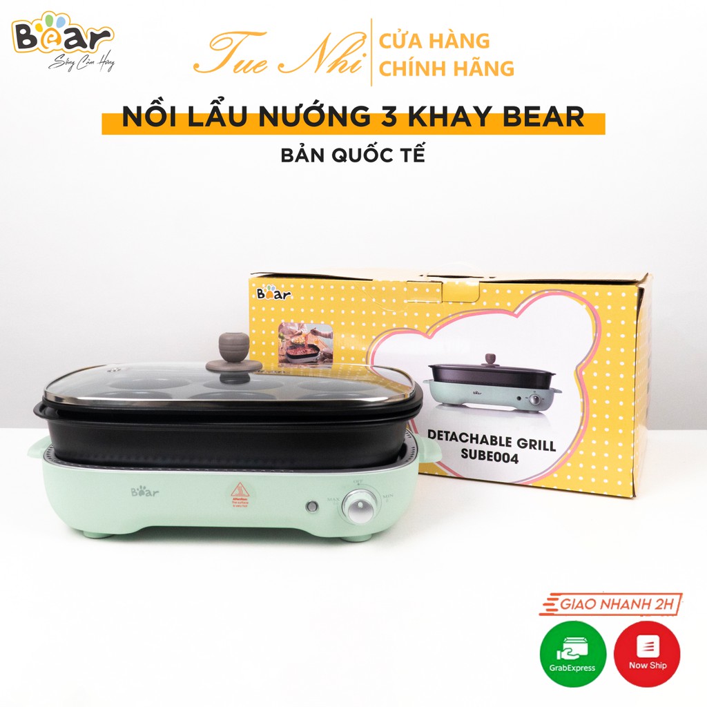 Nồi Lẩu Nướng Đa Năng Bear SUBE004 3 trong 1 lẩu, nướng, làm bánh, xào nấu