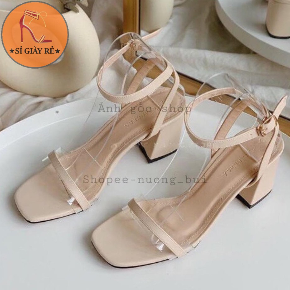 Sandal cao gót nữ quai ngang dáng hàn quốc cao 5cm Mys lucky footsteps