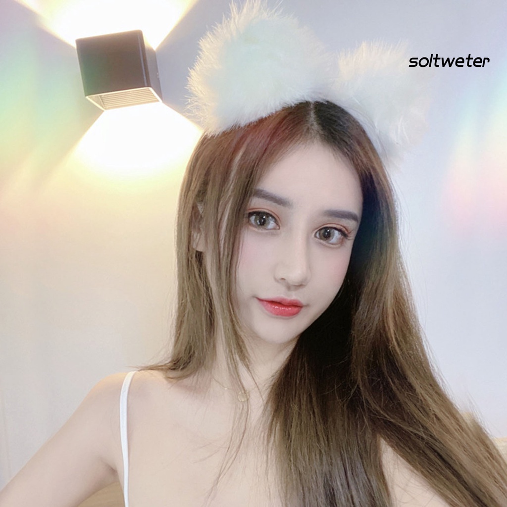 Băng Đô Cài Tóc Tai Mèo Bằng Vải Bông Dễ Thương Cho Hóa Trang