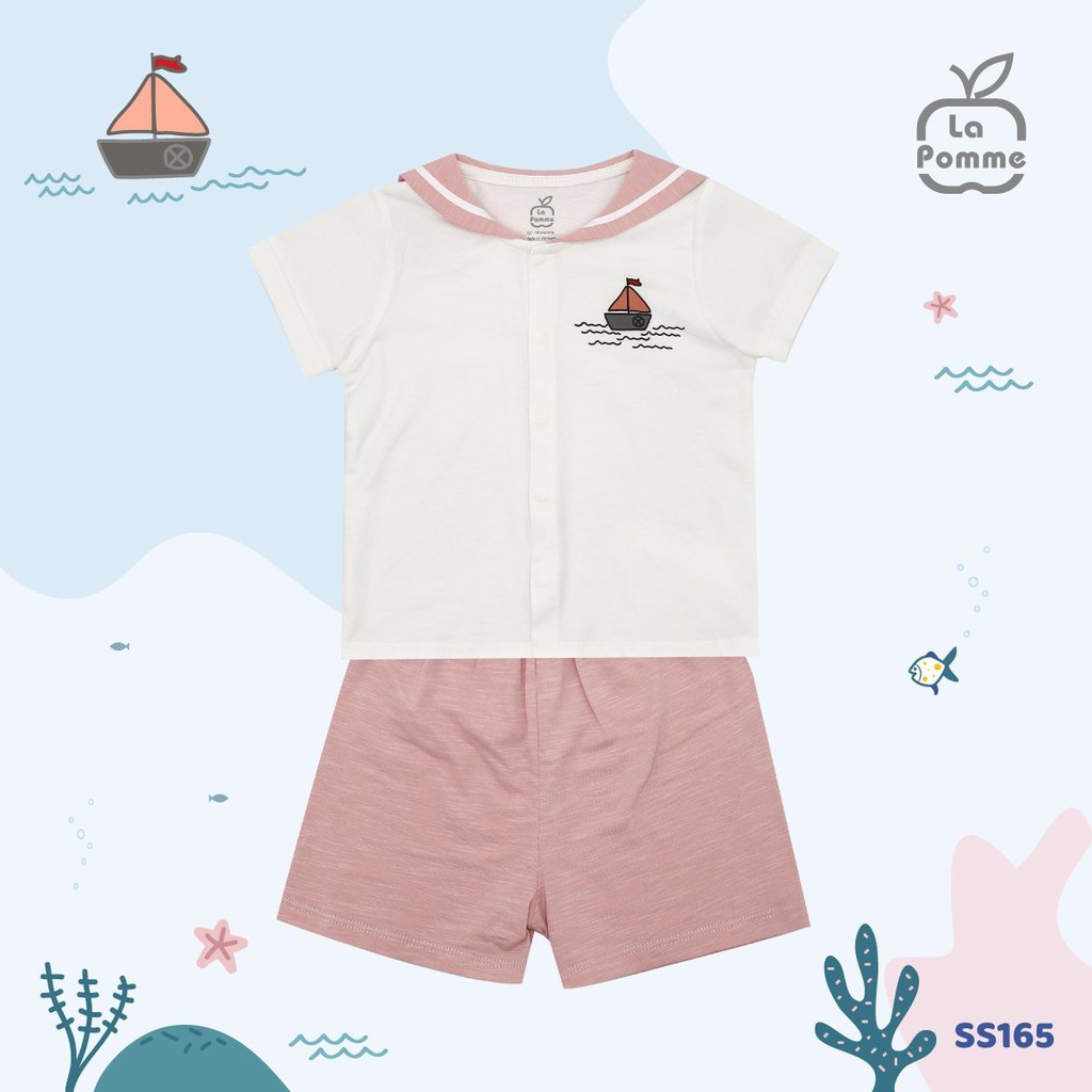 Bộ La Pomme Rayon Cotton cao cấp thấm hút tốt vải mềm mịn an toàn da trẻ em cộc tay cổ thủy thủ bé trai bé gái SS165