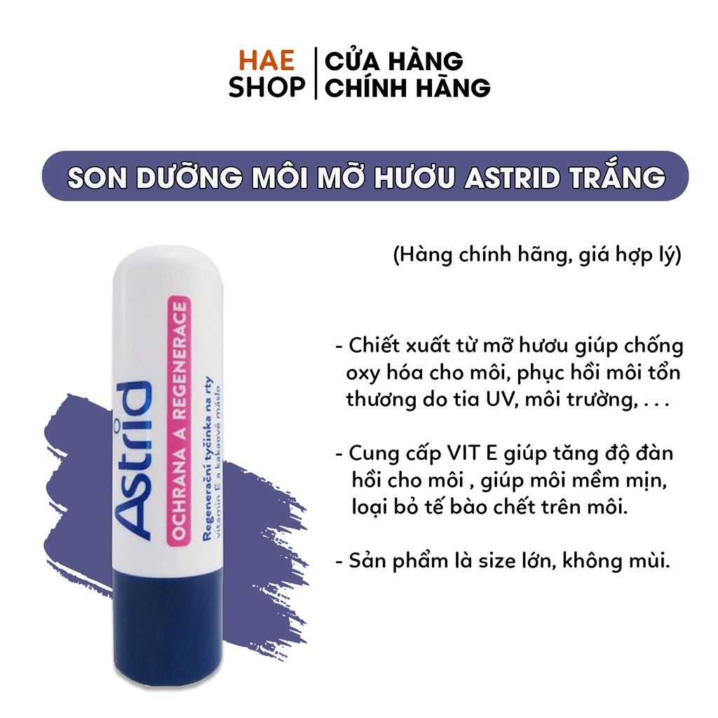 Son Dưỡng Môi Từ Mỡ Hươu Astrid - Màu Trắng (size lớn)