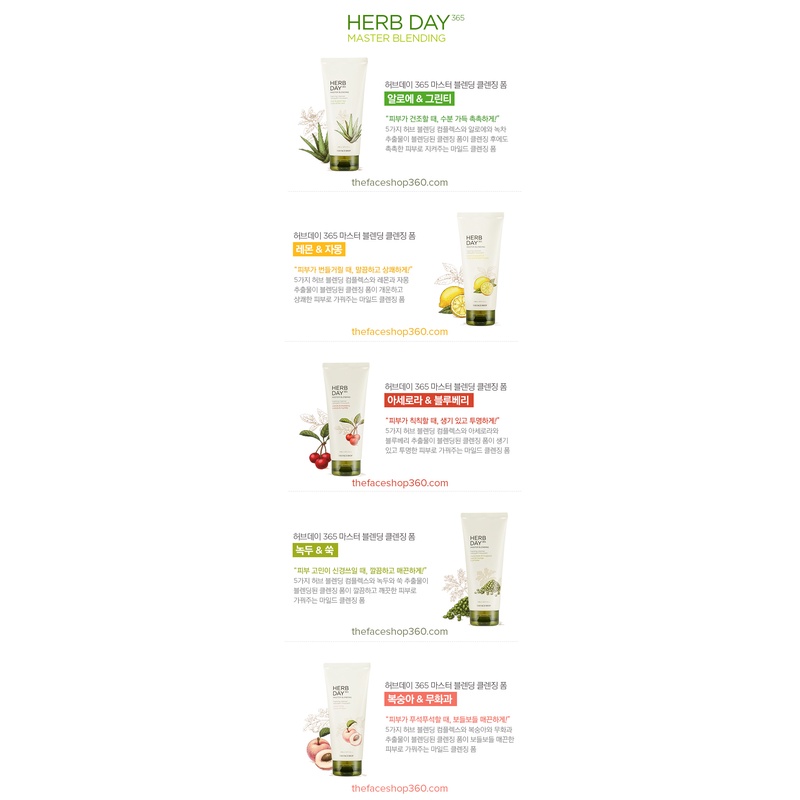Sữa rửa mặt Herb Day 365  The Face Shop nha đam