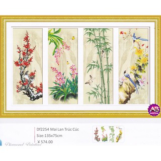 Tranh đính đá mai lan trúc cúc DF2254 126x75cm