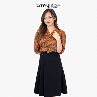 Áo sơ mi nữ lụa họa tiết sang trọng ,chất liệu lụa Hàn cao cấp , sang trọng EMVY E4