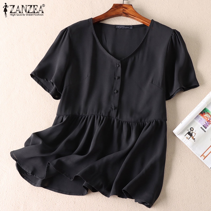 Áo ZANZEA tay ngắn cổ chữ V thời trang dành cho nữ