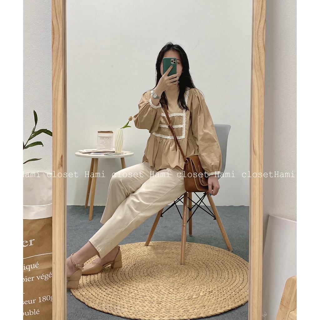 Áo babydoll viền ren chân xòe hàng quảng châu cao cấp chất mịn mát mã A014