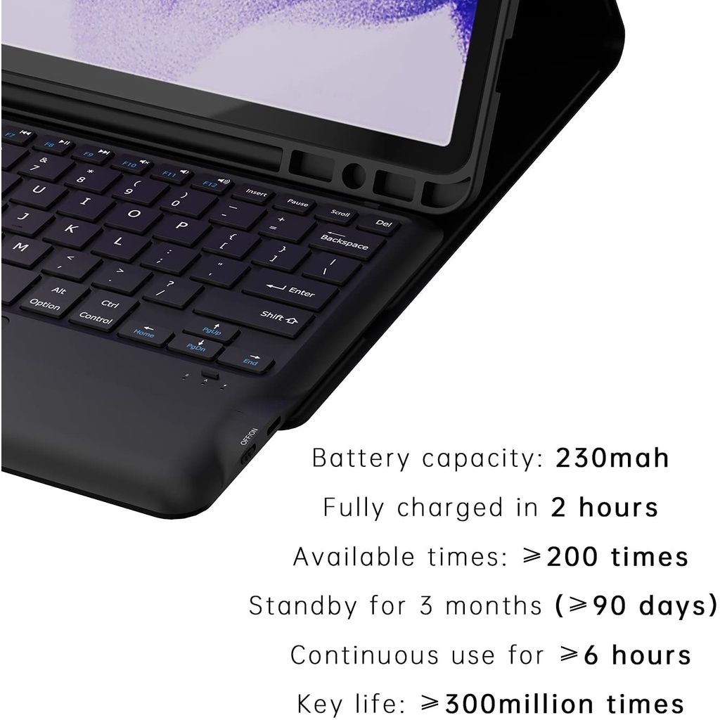 Bao Da Máy Tính Bảng Kèm Bàn Phím Không Dây Cho Samsung Tab S8 Plus 12.4 inch 2022 Samsung Tab S7 FE/S7 Plus