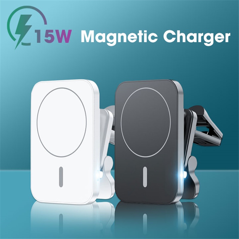 Đế Sạc Điện Thoại Không Dây 15W iPhone 12 13 QI Có Nam Châm Gắn Lỗ Thông Gió Xe Hơi