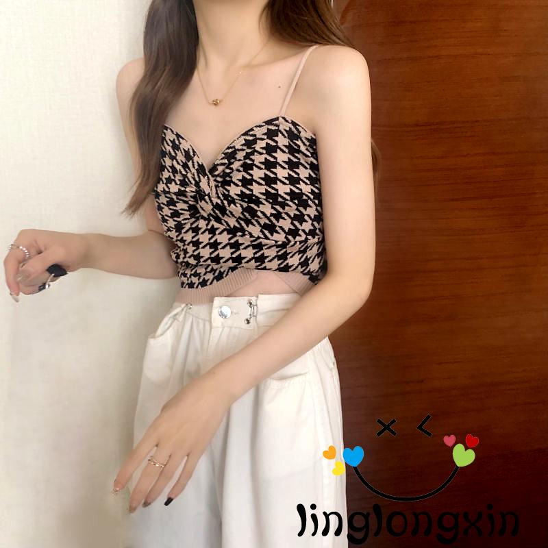 ◐Gg❥Áo Dây Nữ Cộc Tay Cổ Tròn Hở Eo Quyến Rũ