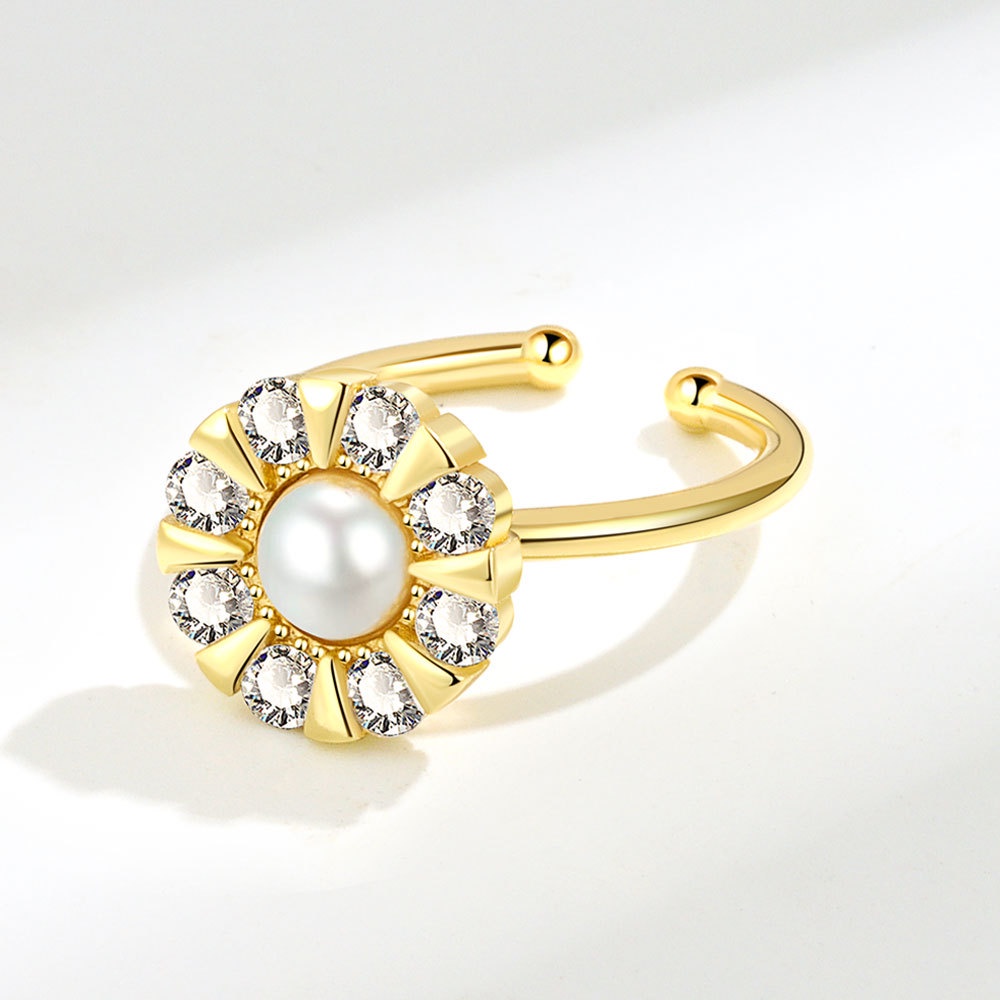 Nhẫn Hở Đính Ngọc Trai Zircon Thời Trang Sang Trọng Cho Nữ