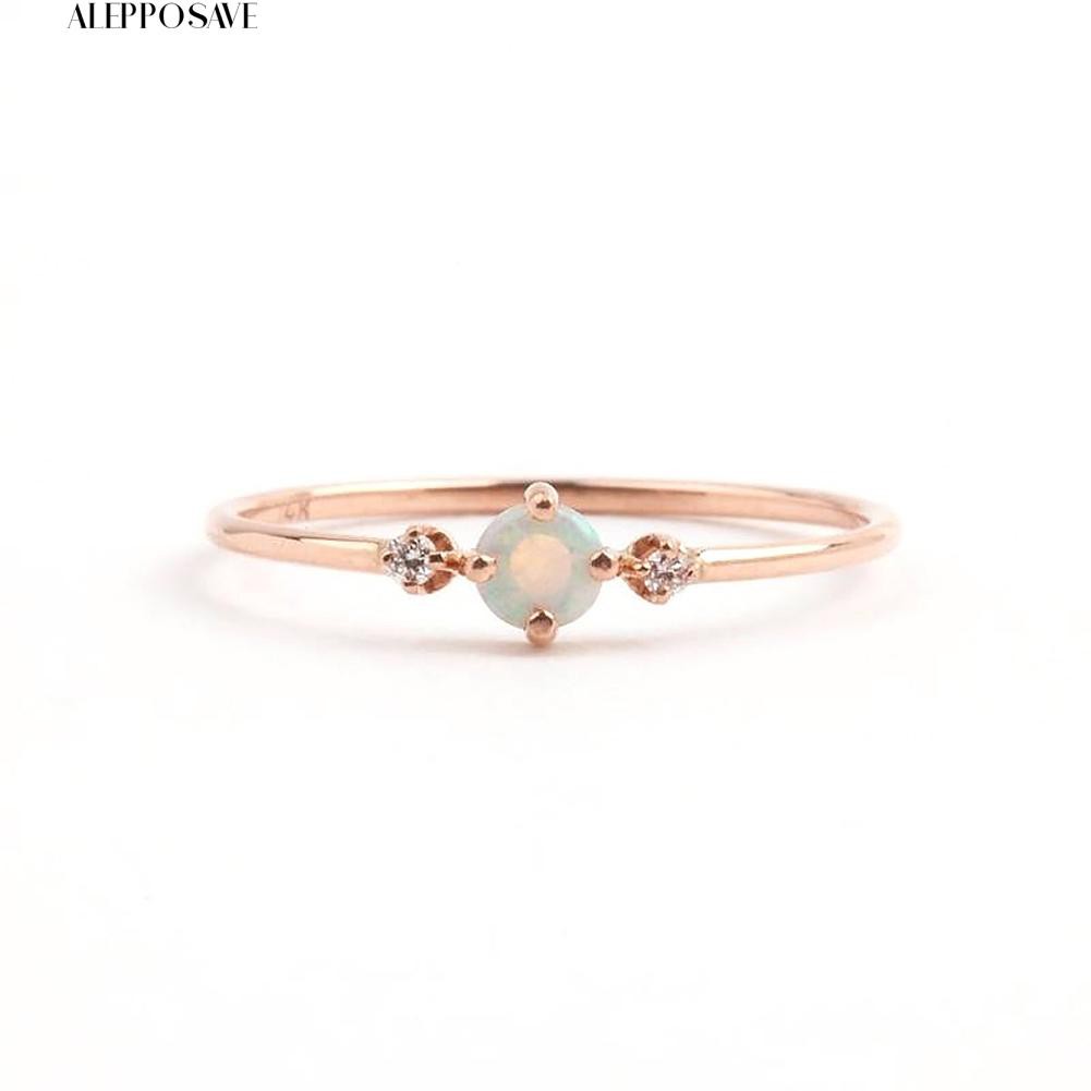 Nhẫn Mạ Vàng Hồng Đính Đá Opal