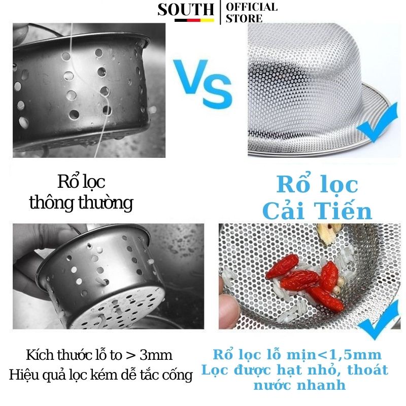 Lọc rác bồn rửa chén bát Inox SOUTH LR07 có quai xách loại dày cải tiến