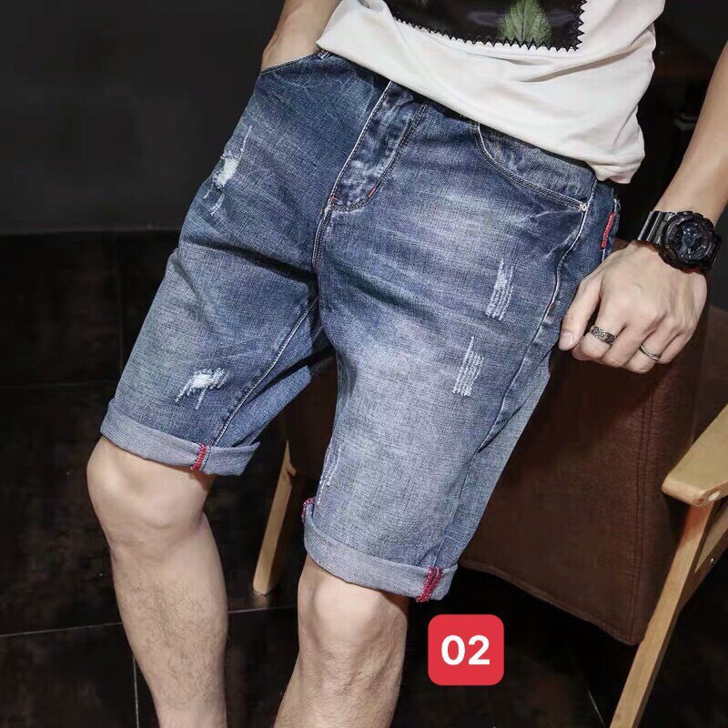 Quần Short Jean Nam Cao Cấp , Quần Sọt Jean Nam Co Giãn được nhiều bạn yêu thích MS7