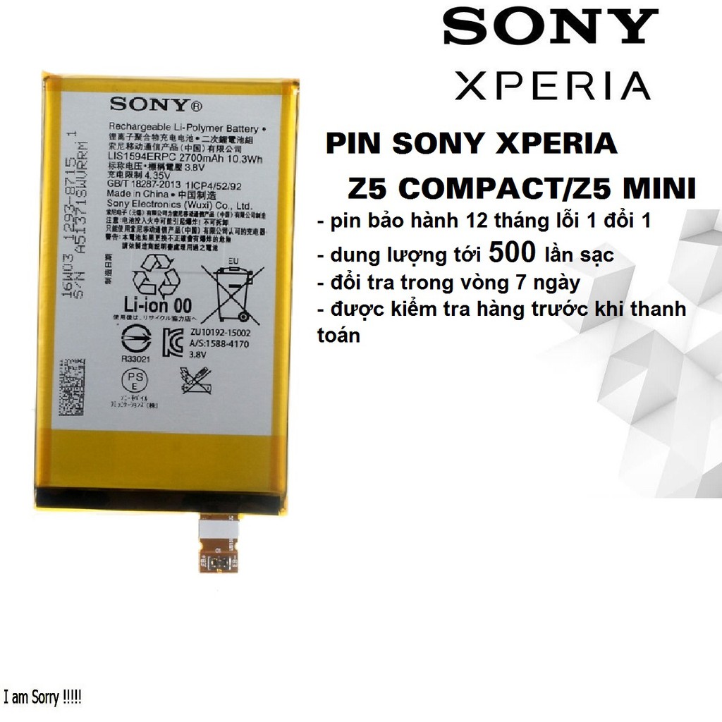 [Dùng Thử 7 Ngày] Pin SONY XPERIA Z5 COMPACT/ Z5 MINI/ E5803/ E5823 Bh 12 tháng