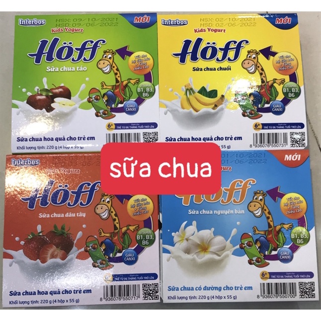 Sữa chua HOFF Interbos 220g (4 hộp x 55g) ĐỦ VỊ