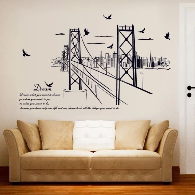DECAL DÁN TƯỜNG CÂY CẦU SẮT LỚN
